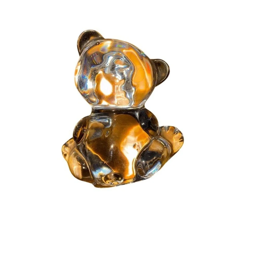 Vtg 24% Pbo Genuine Lead Crystal Glass Western Germany Teddy Bear Paperweight